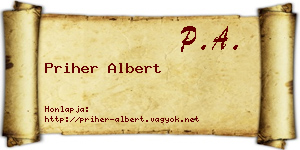 Priher Albert névjegykártya